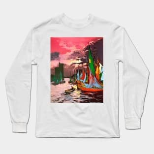 Sailing Boats Port La Rochelle France 1928 E. Paul Champseix Long Sleeve T-Shirt